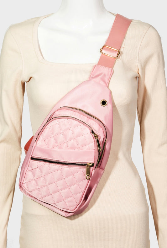 Emma Quilted Crossbody Bag - Pink