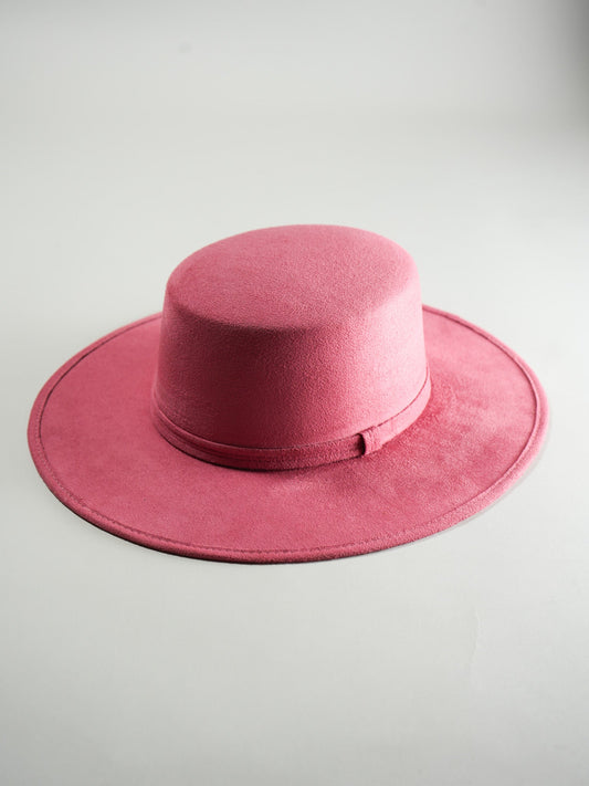 Gigi Flat Top Hat - Coral Pink