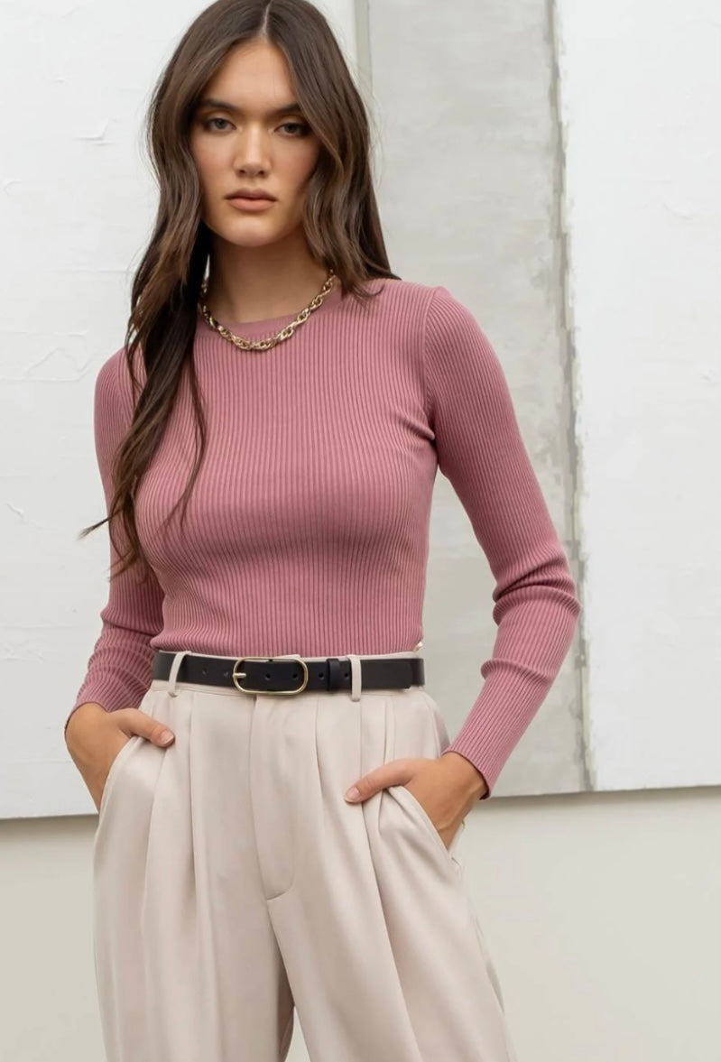 Ruched + Ribbed Cropped Tee - Mauve – Pineapple Lain Boutique