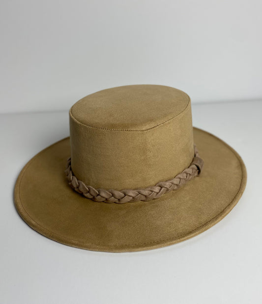 Gigi Flat Top Braided Hat- Sand
