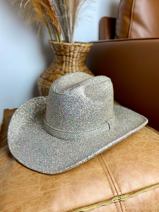 Western Cowboy Glitter Hat - Silver