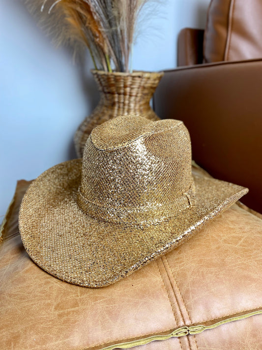 Western Cowboy Glitter Hat - Gold
