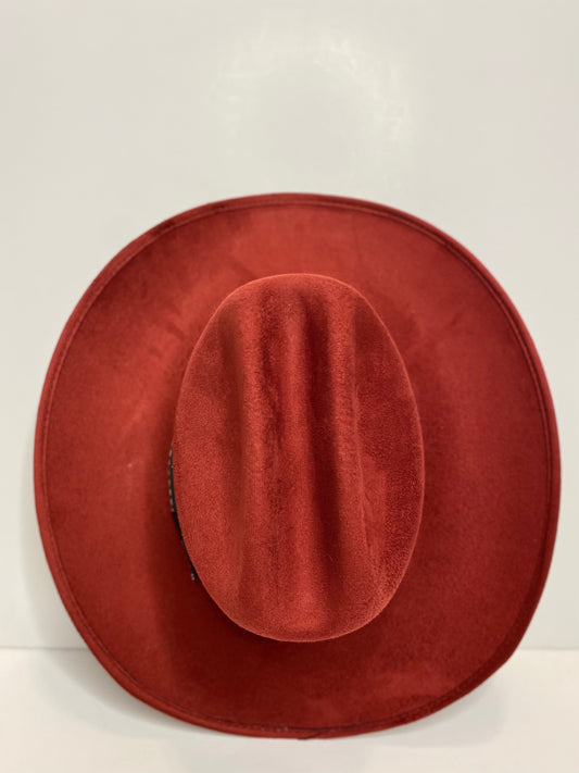 Texana Vegan Suede Cowboy Hat- Burgundy Red