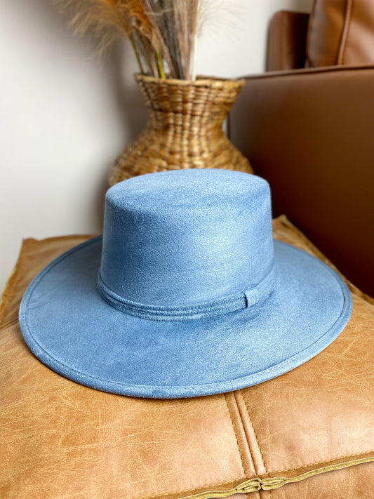 Gigi Flat Top Hat - Denim Blue