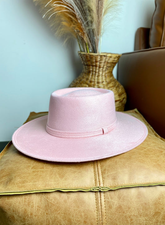 Isabella Boater Hat - Blush Pink