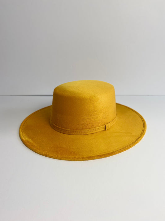 Gigi Flat Top Hat - Mustard