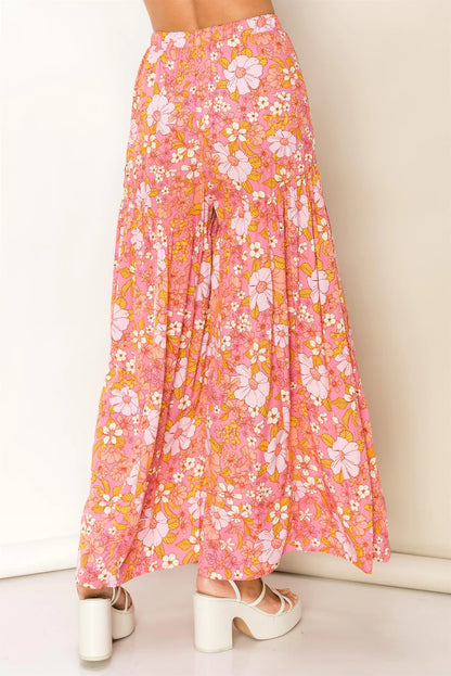 Blooming Love High Waisted Tiered Flare Pants