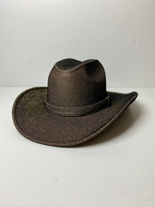 Western Cowboy Glitter Hat - Black + Gold