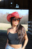 Bayside Rancher Raffia Hat - Lipstick Red