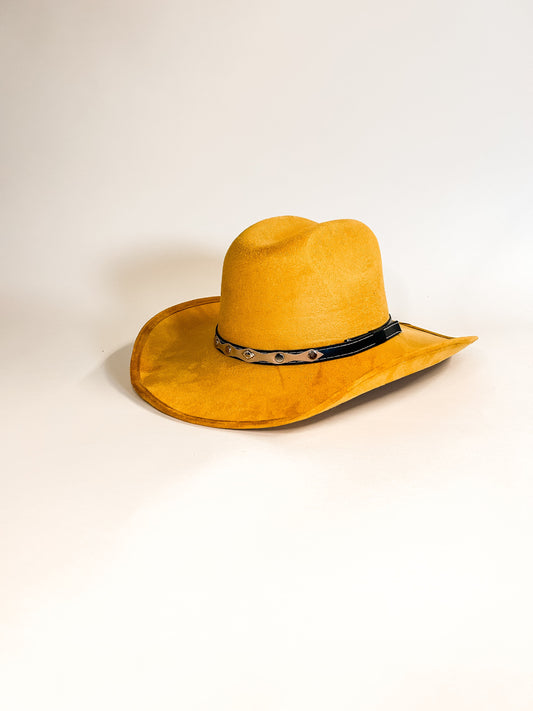 Austin Vegan Suede Cowboy Hat - Mustard Yellow