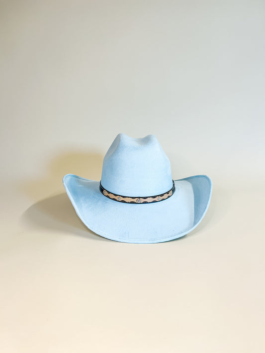 Austin Vegan Suede Cowboy Hat - Sky Blue