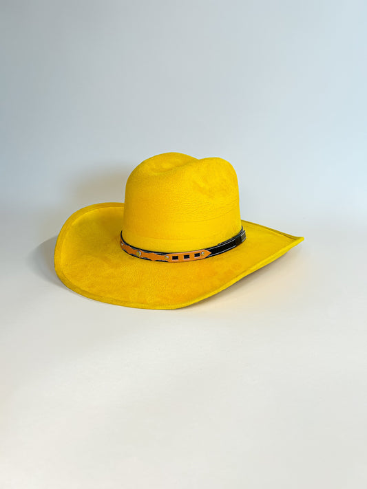 Austin Vegan Suede Cowboy Hat - Yellow