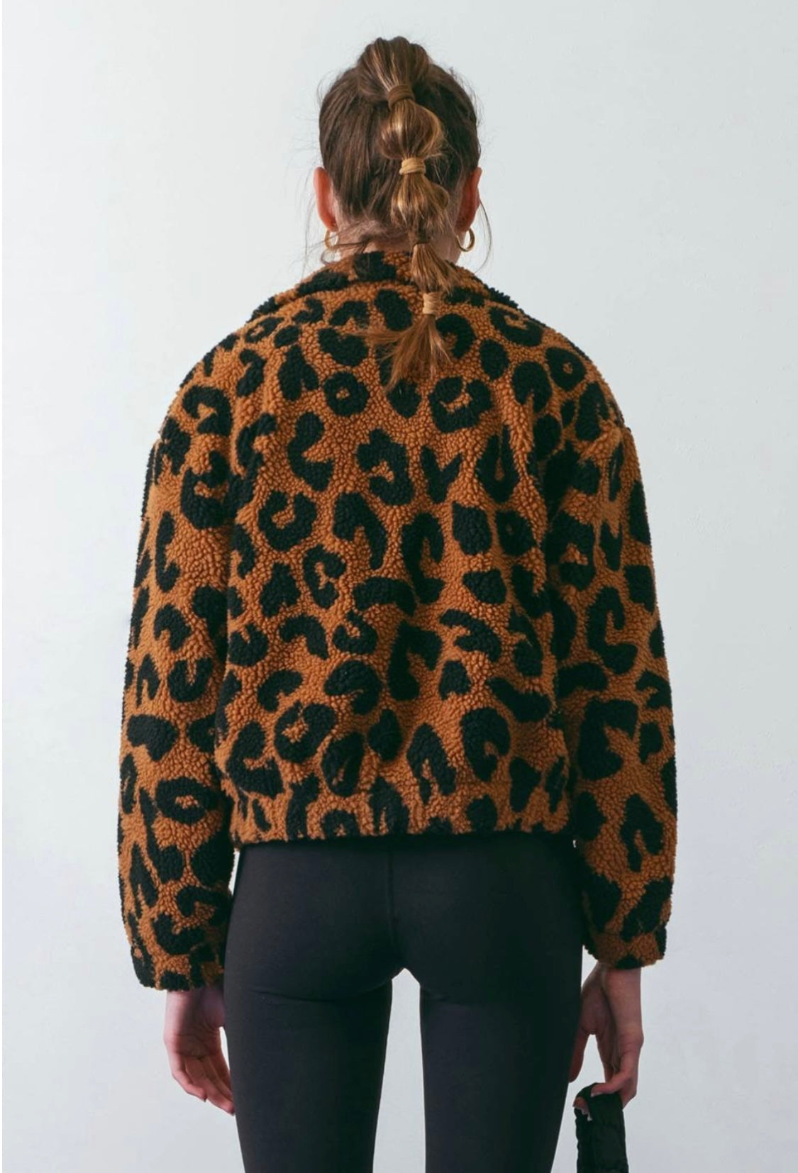 Olivia Leopard Faux Sherpa Zip Up Jacket