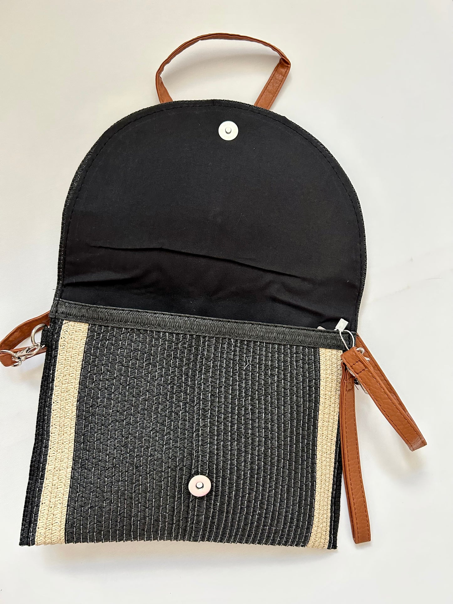 Nomad Rattan Rectangle Clutch Bag - Black
