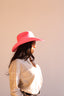 Austin Vegan Suede Cowboy Hat- Bright Pink