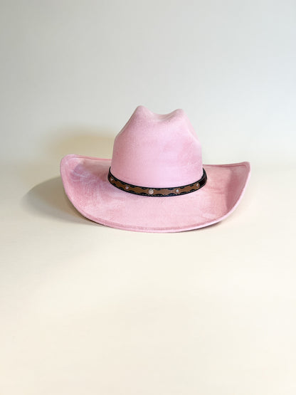 Austin Vegan Suede Cowboy Hat - Blush Pink