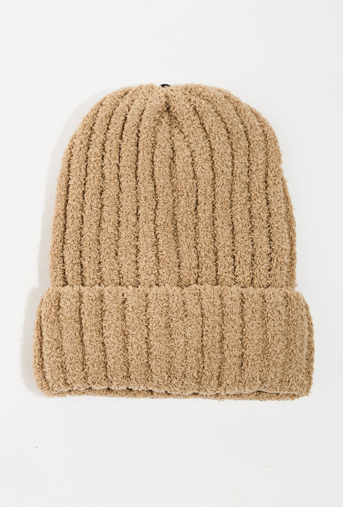 Ribbed Chenille Beanie - Beige