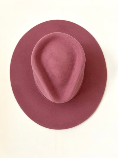 PREORDER Emery Merino Wool Teardrop Rancher Hat - Mulberry Pink