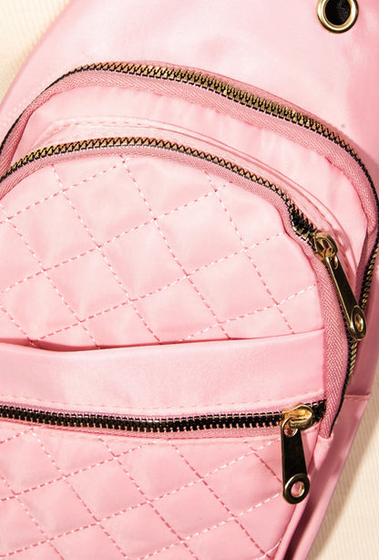 Emma Quilted Crossbody Bag - Pink