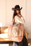 Saddle Vegan Leather Hat Tote Bag - Mauve