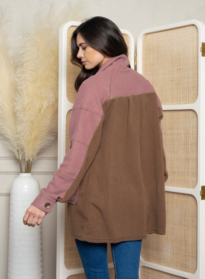 Stacy Long Sleeve Colorblock Jacket Mauve