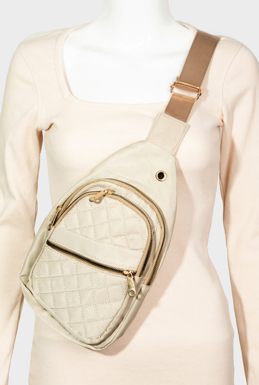 Emma Quilted Crossbody Bag - Ivory