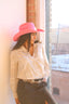 Austin Vegan Suede Cowboy Hat- Bright Pink