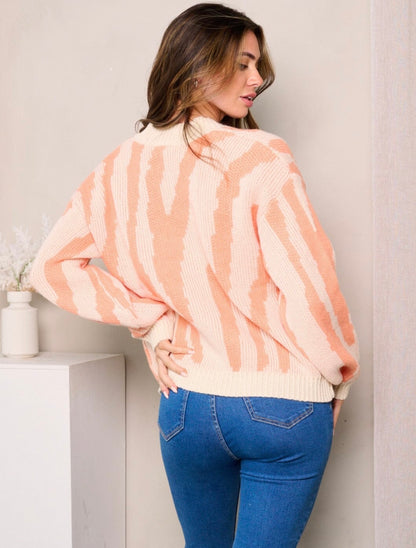 Valerie V-Neck Colorblock Sweater Peach