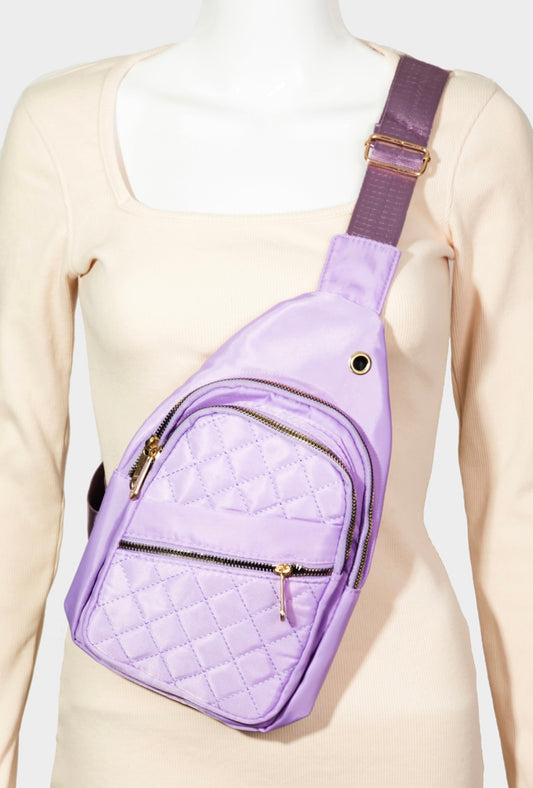 Emma Quilted Crossbody Bag - Purple