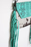 Turquoise Tribal Fringe Crossbody Bag with Cowhide Accent