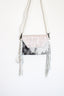 Ivory Tribal Fringe Crossbody Bag with Cowhide Accent