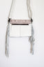 Ivory Tribal Fringe Crossbody Bag with Cowhide Accent