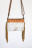 Ellie Fringe Cowhide Crossbody Bag with Adjustable Strap - Mustard