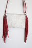 Gigi Red Fringe Cowhide Crossbody Bag with Adjustable Strap