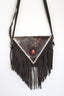 Boho Fringe Leather Crossbody with Natural Stone Accent