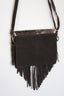 Boho Fringe Leather Crossbody with Natural Stone Accent