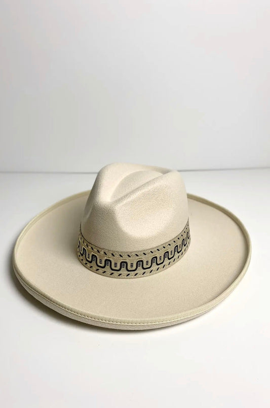 Myla Wool Felt Pencil Brim Rancher Hat- Ivory