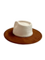 Vegan Suede Rancher Hat - Two Tone - Caramel + Ivory