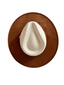 Vegan Suede Rancher Hat - Two Tone - Caramel + Ivory