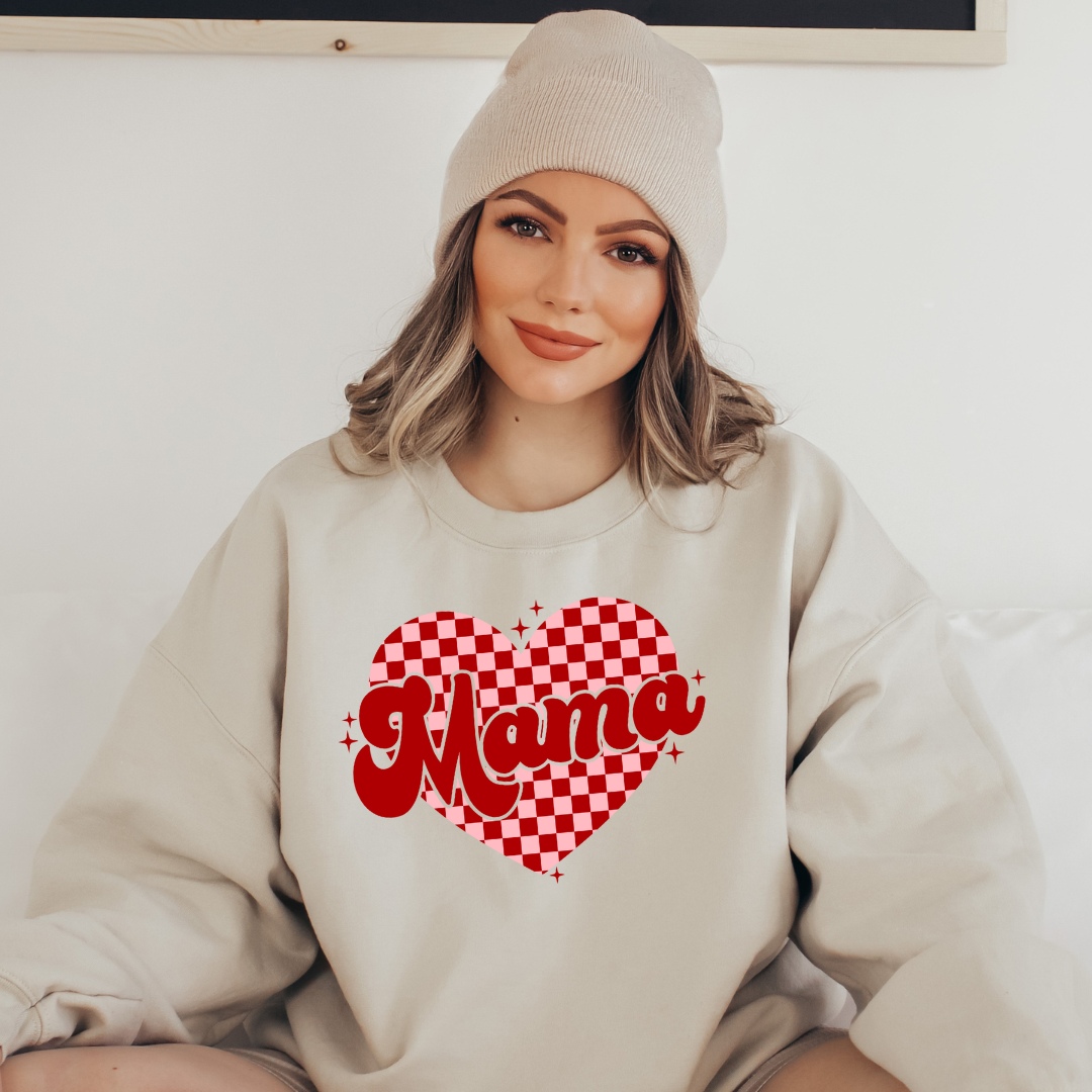 Mama Retro Heart Crewneck Sweatshirt