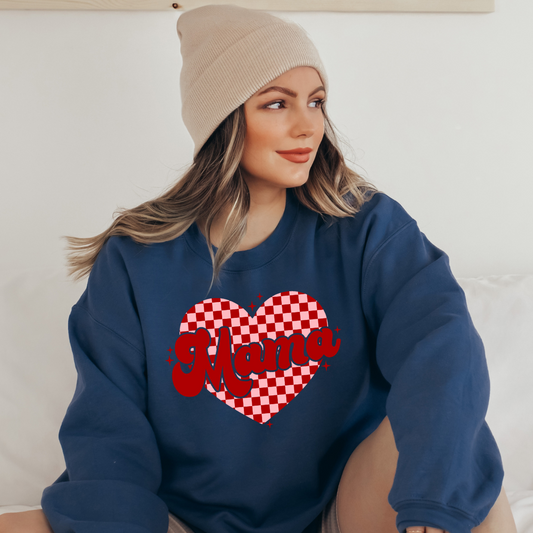 Mama Retro Heart Crewneck Sweatshirt