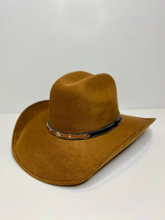 Austin Vegan Suede Cowboy Hat - Caramel