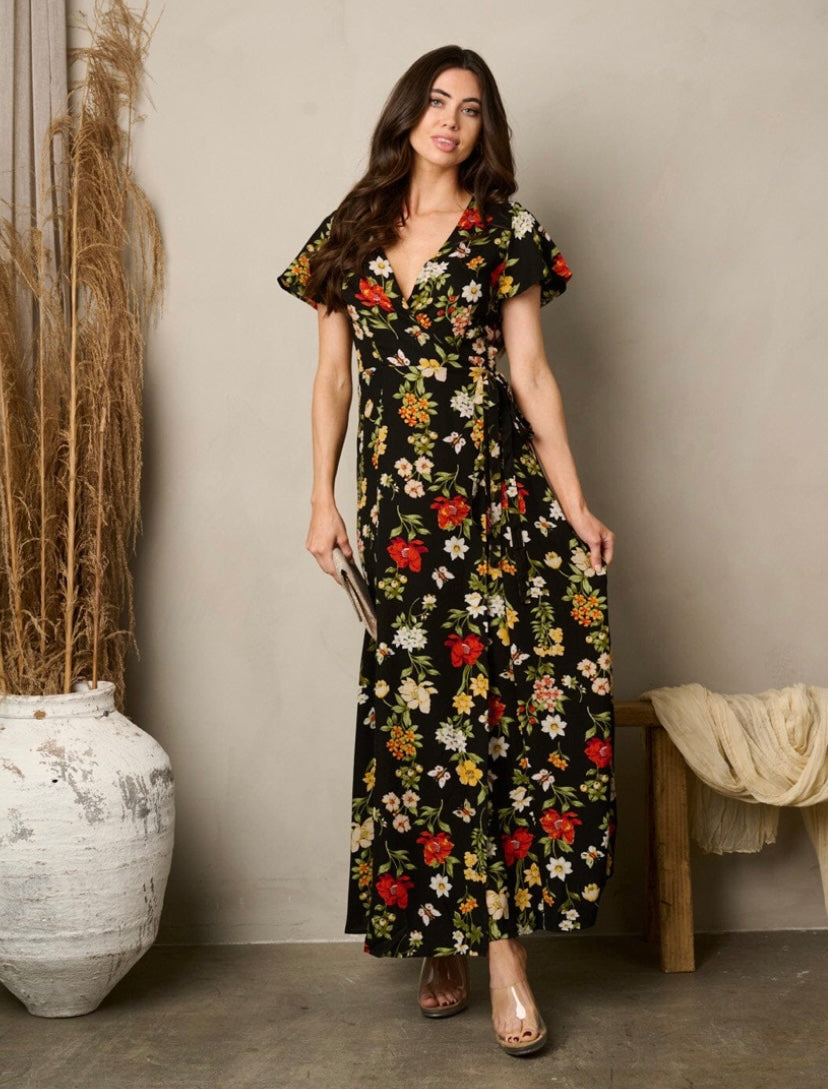 Mira Floral Maxi Wrap Dress