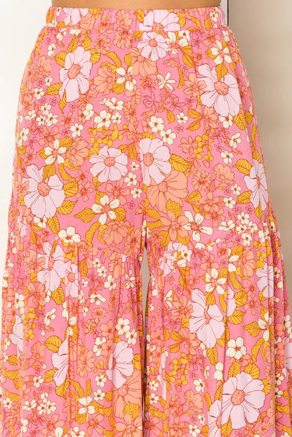 Blooming Love High Waisted Tiered Flare Pants