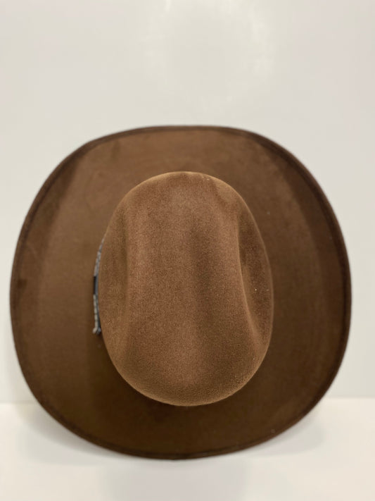 Austin Vegan Suede Cowboy Hat - Chocolate Brown