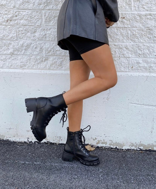 Mila Mia Black Combat Boots