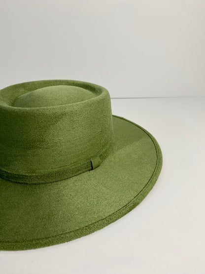 Isabella Boater Hat - Olive Green